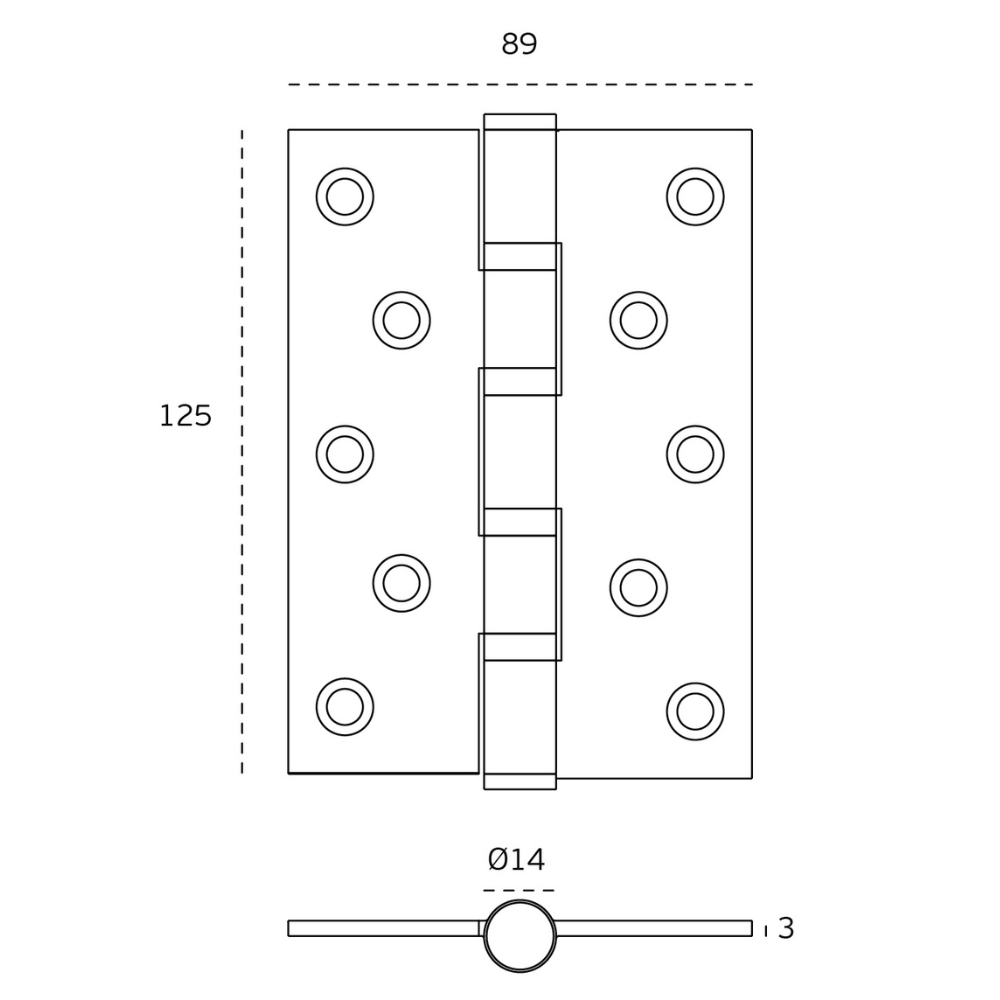 Medidas bisagras inoxidables de 100mm