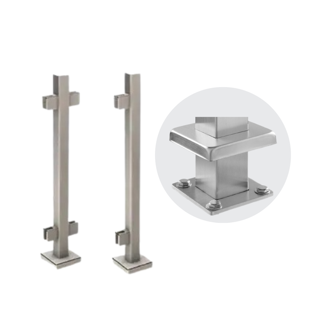 Postes de acero inoxidable 316 cuadrado con acabado satinado