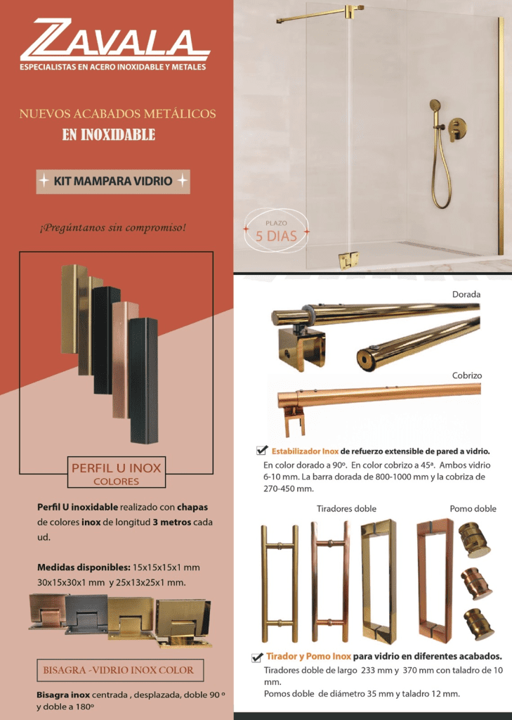 Nuevo lanzamiento de estabilizadores, bisagras y perfiles U en tonalidad negra, dorada y cobre de acero inoxidable