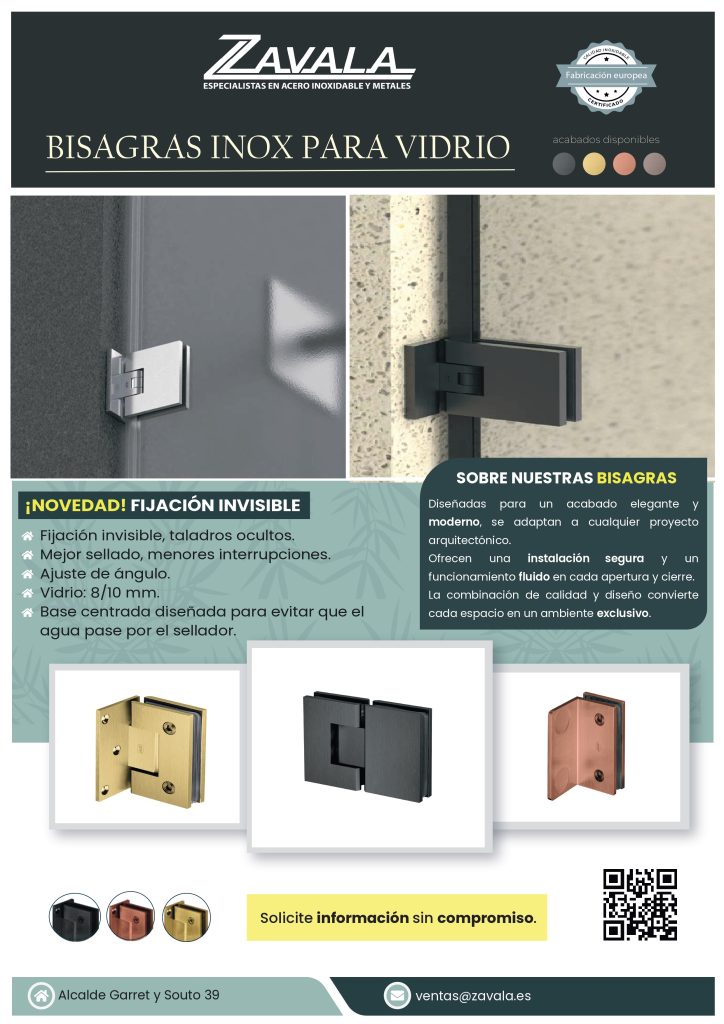 Bisagras de acero inoxidable con fijacion oculta