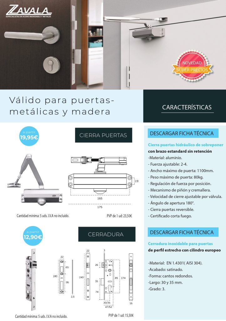 Oferta cierra puertas y cerradura de acero inoxidable
